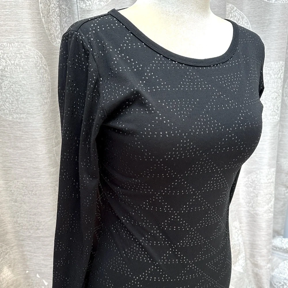 LulaRoe Black Beaded Long Sleeve Knit Dress Size M Career Cocktail Minimalist